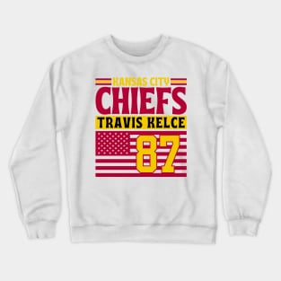 Kansas City Chiefs Kelce 87 American Flag Football Crewneck Sweatshirt